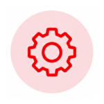 compacta engranaje rojo sobre circulo rosa - FIA